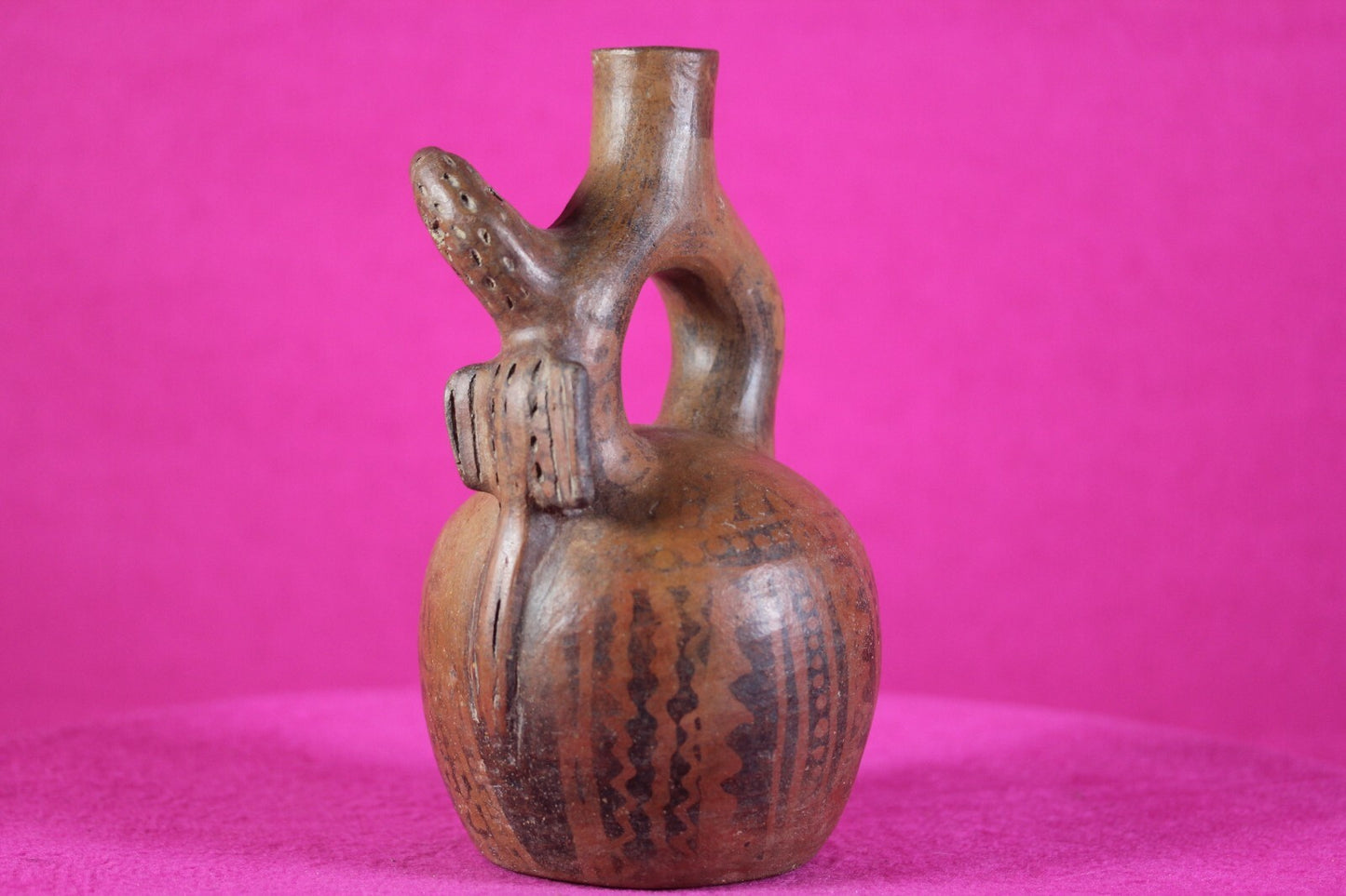 Pre Columbian Authentic Artifact Stirrup Vessel Vicus Peru 500 BC-300 AD COA J03
