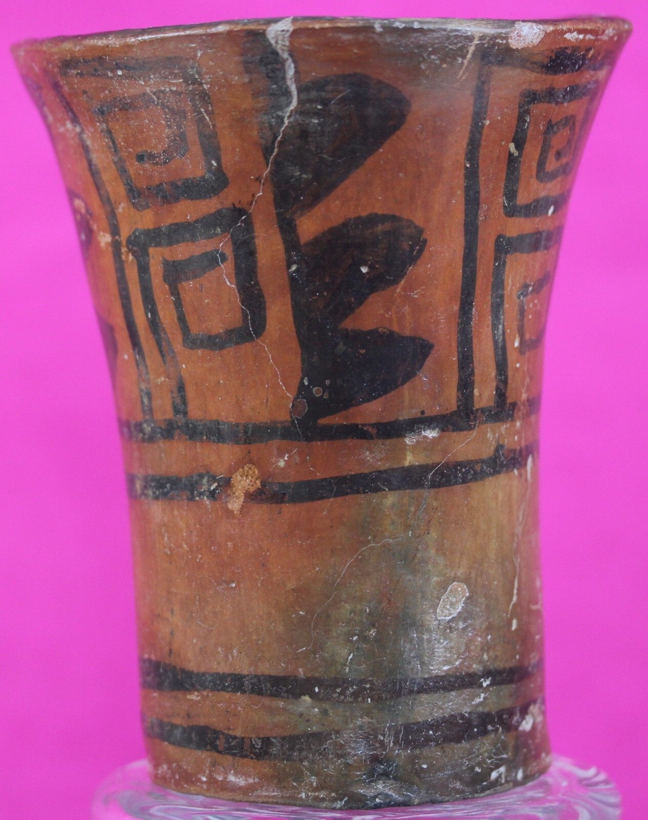 Authentic Pre Columbian Huari Wari Beaker Pottery 500 - 1000 AD Artifact COA T02