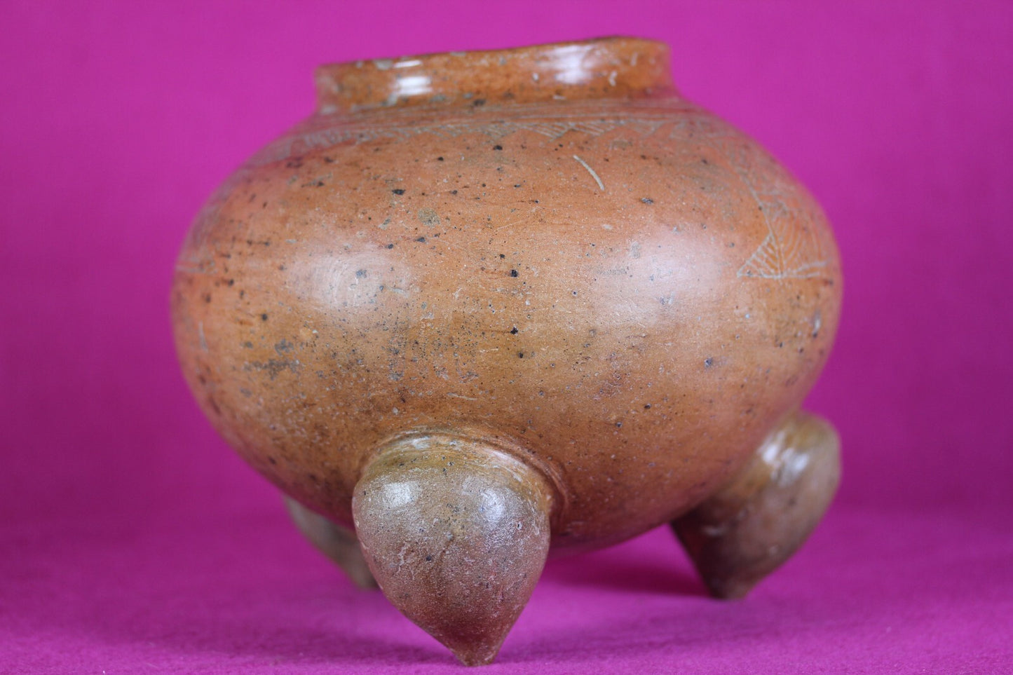 Pre Columbian Artifact Incised Tripod Bowl Nicoya 800-1200 AD Authentic COA J02