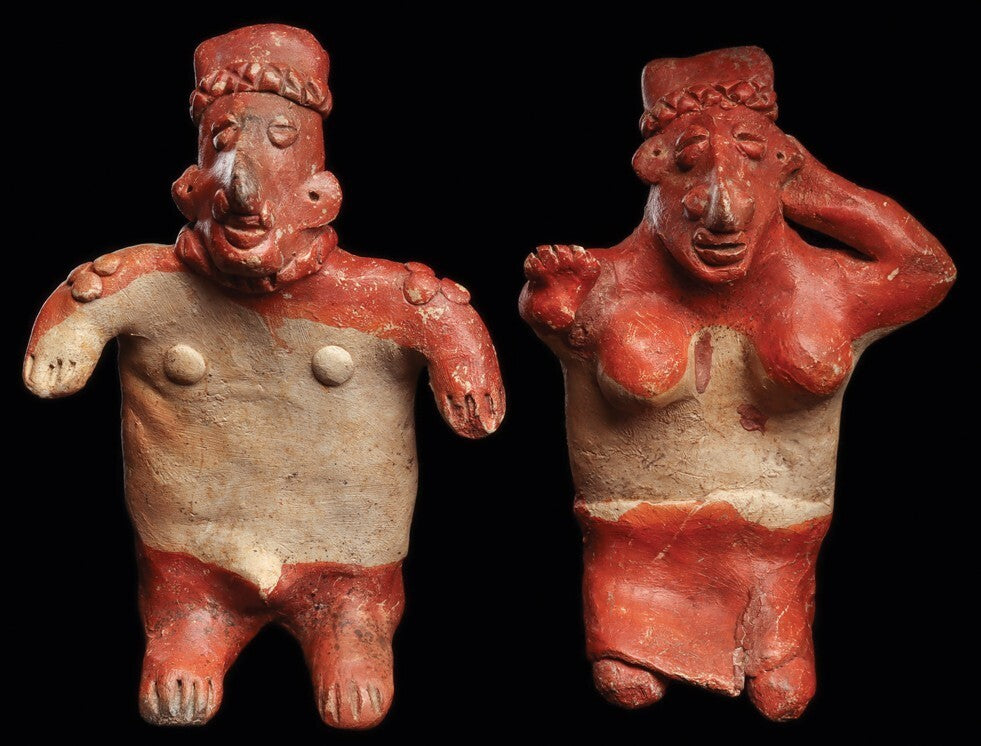 Authentic Pre Columbian Artifact Two Jalisco Figures Mexico Arte Primitivo T124