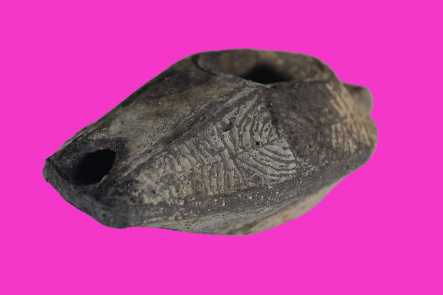 Ancient Holy Land Oil Lamp Artifact 2 Hidden Christian Crosses 300-600 AD COA 88