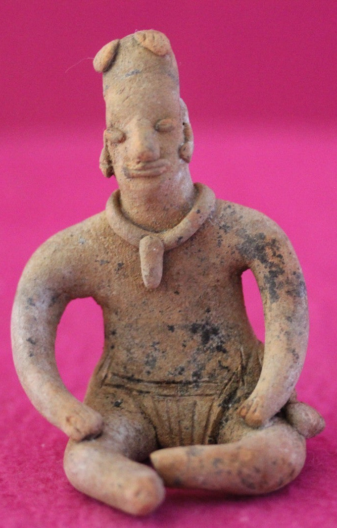 Authentic Pre Columbian Artifact Male Seated Tomb Figure Colima Mexico COA 191