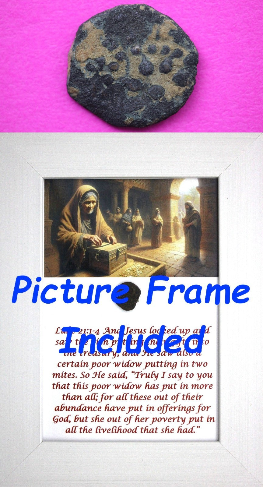 Widows Mite Coin Holy Land Artifact Free Display Frame Jesus Christ Lifetime 169