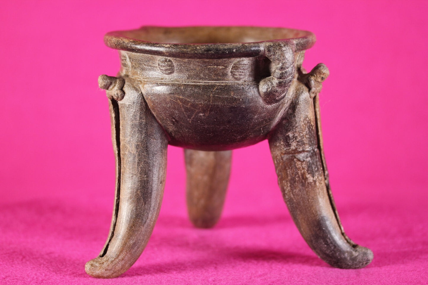 Pre Columbian Artifact Rattle Tripod Bowl Chiriqui 900-1400 AD Authentic J65