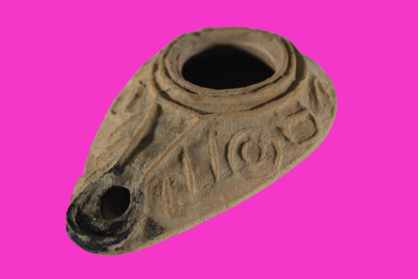 Ancient Holy Land Big Oil Lamp Artifact Home of Jesus Christ 200-500 AD COA J153
