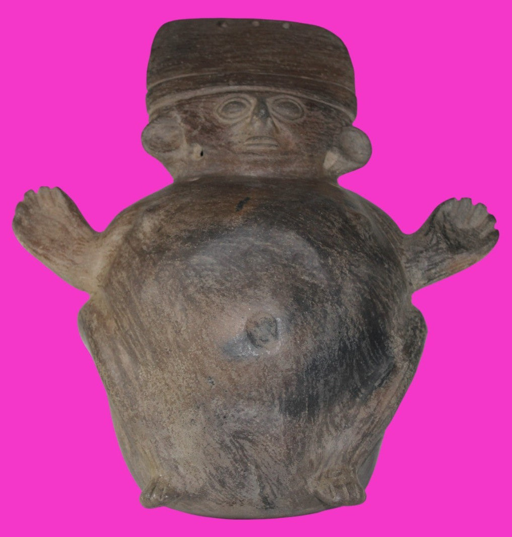 Pre Columbian Artifact Chancay 11 Inch Rotund Figure 1000-1250 AD  Peru COA 264