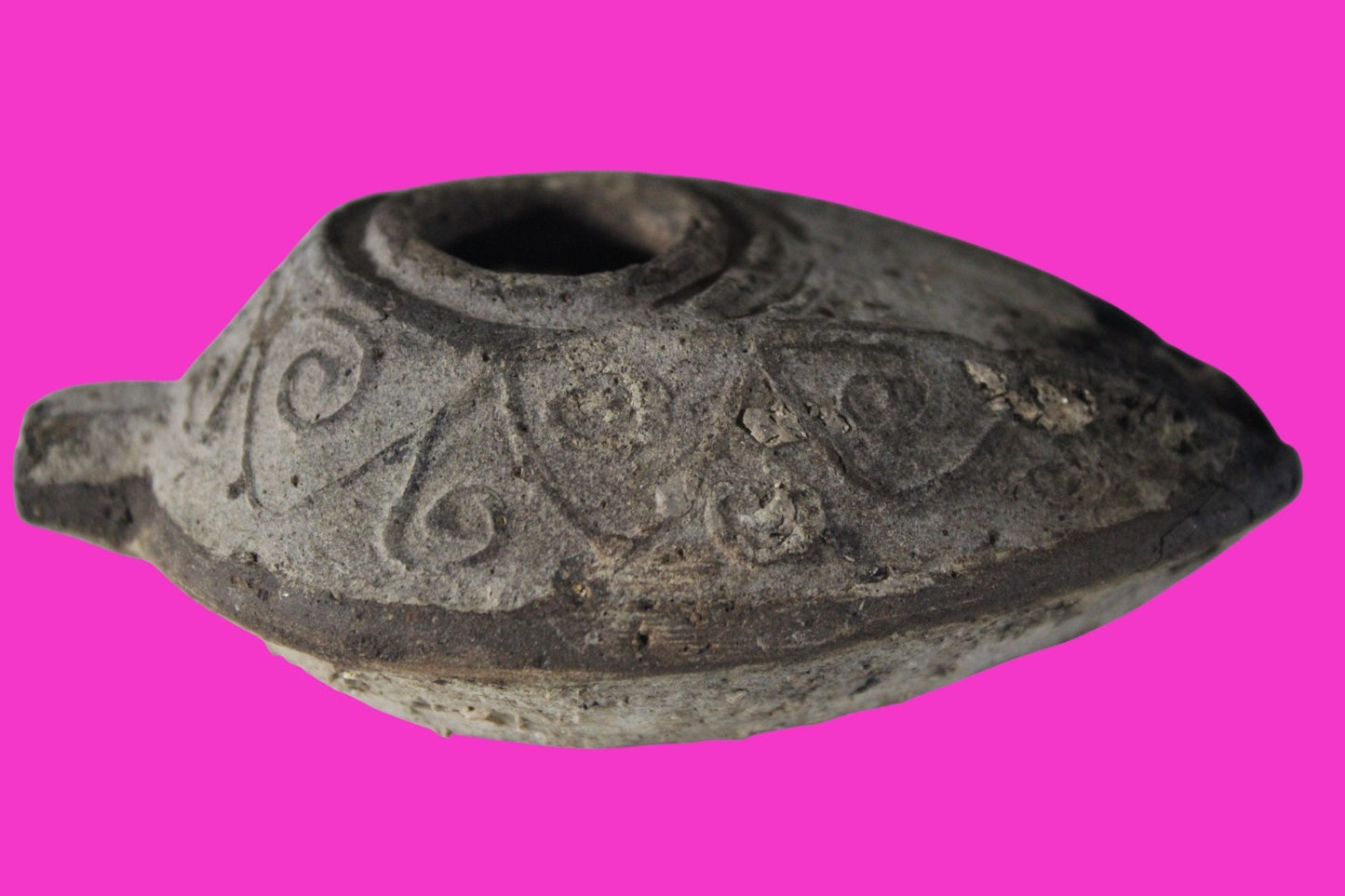 Oil Lamp Holy Land Ancient Artifact Jesus Christ Home Israel 300-600 AD COA 71