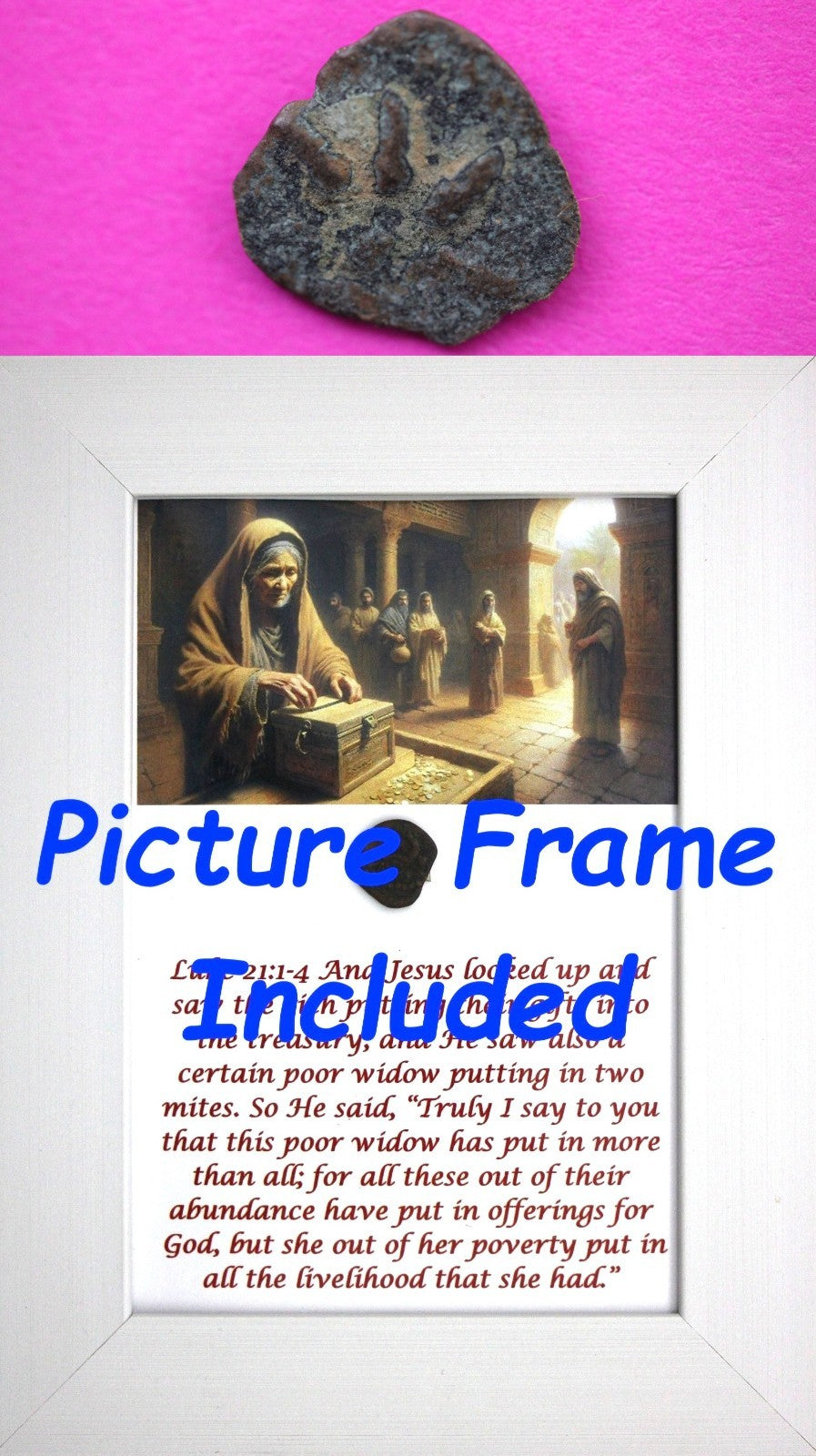 Widows Mite Coin Holy Land Artifact Free Display Frame Jesus Christ Lifetime 114