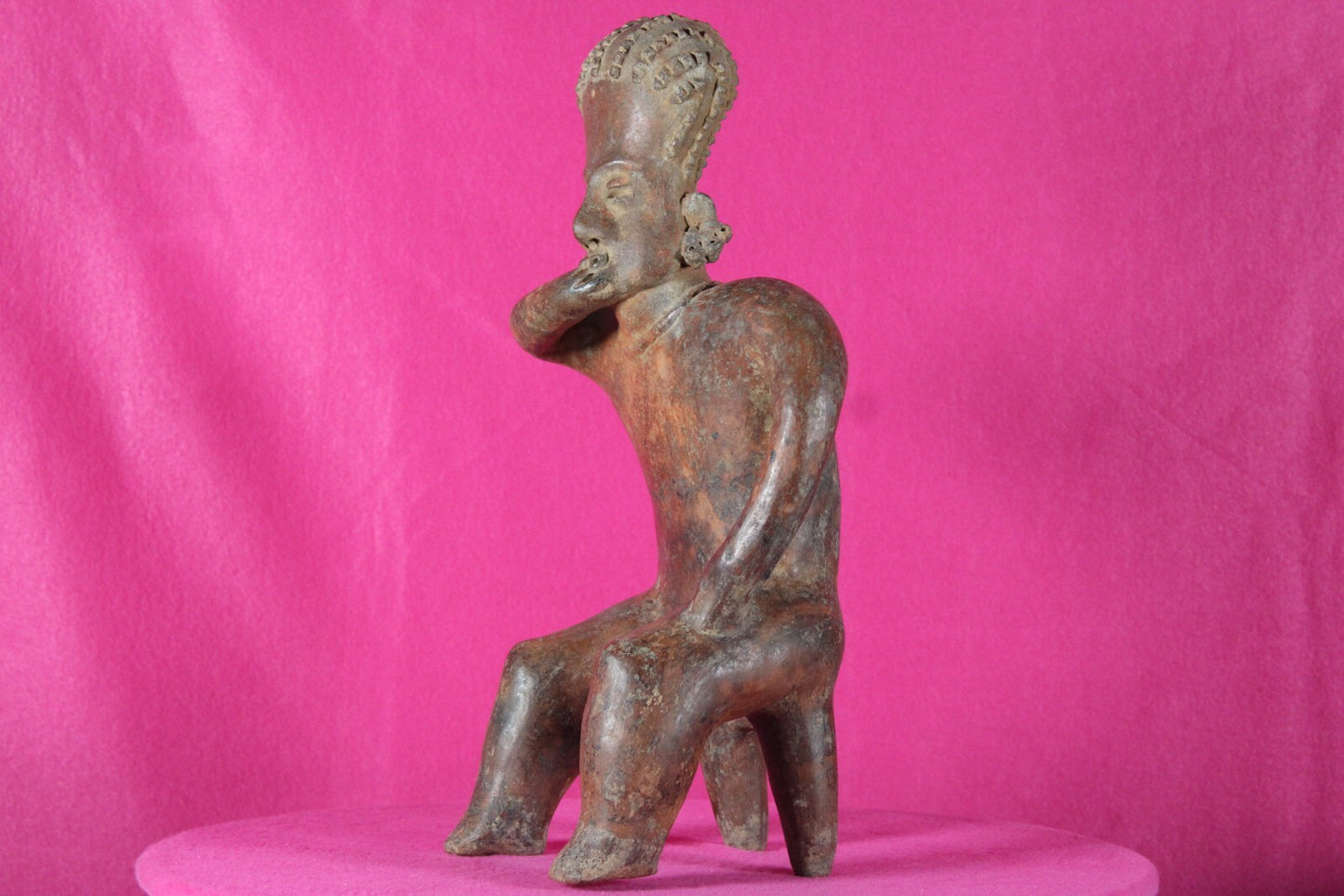 Authentic Pre Columbian Artifact Seated Man Nayarit Mexico Arte Primitivo T101