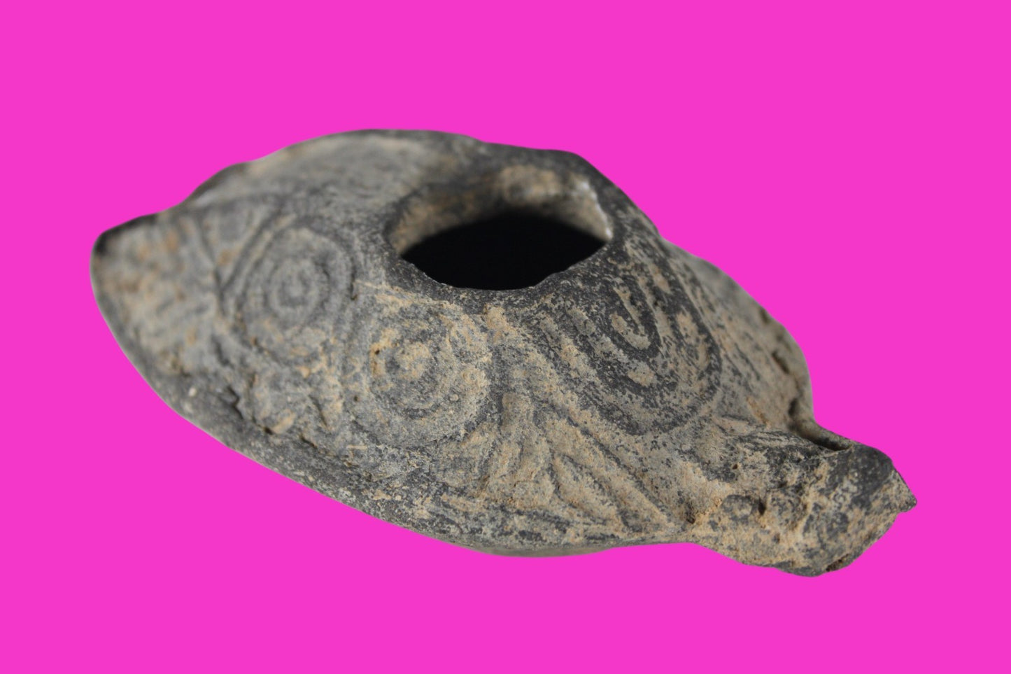 Oil Lamp Holy Land Ancient Artifact Jesus Christ Home Israel 300-600 AD COA 116