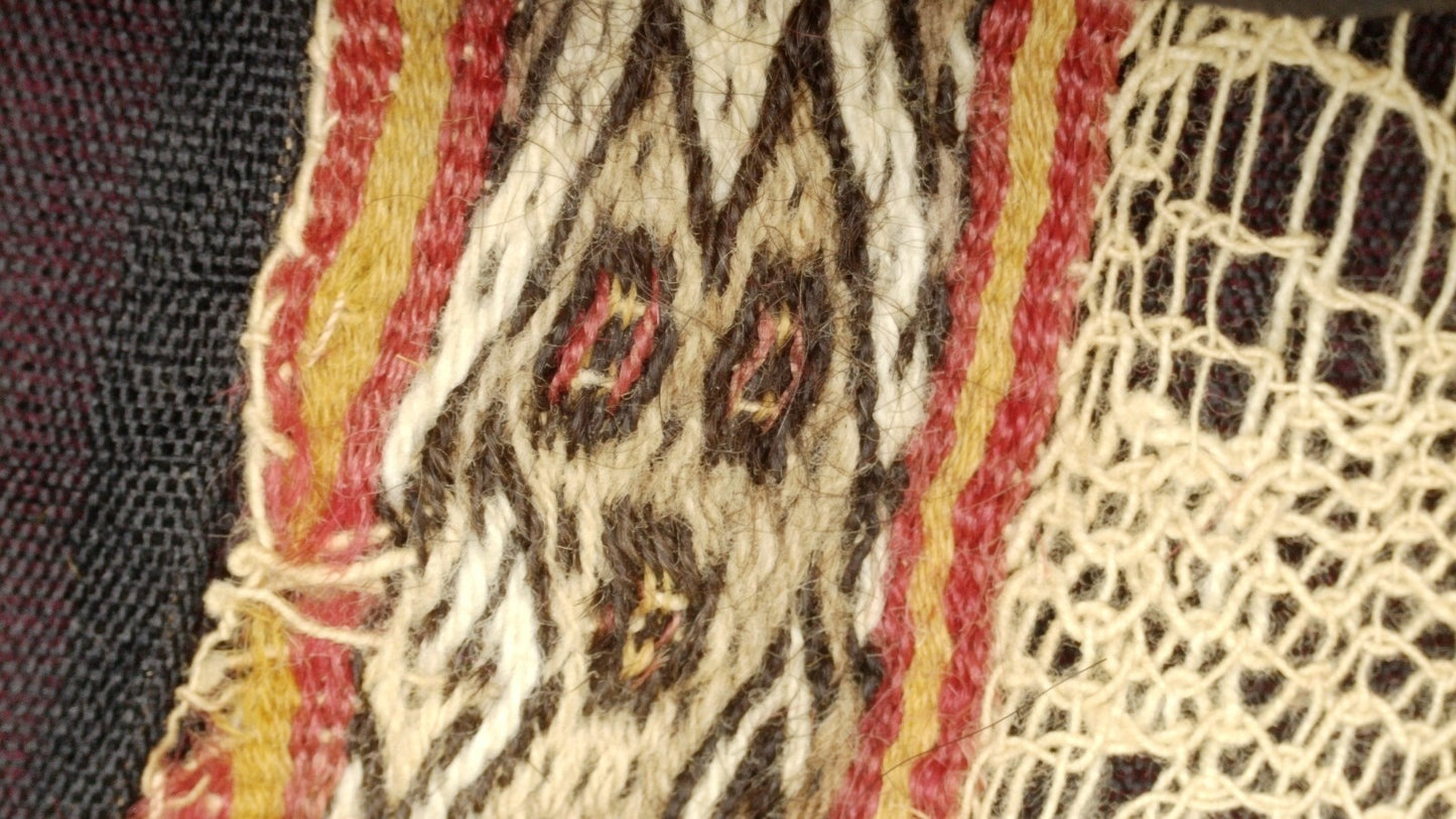 Pre Columbian Authentic Chancay Lace Textile Shroud Spooky Spirits COA