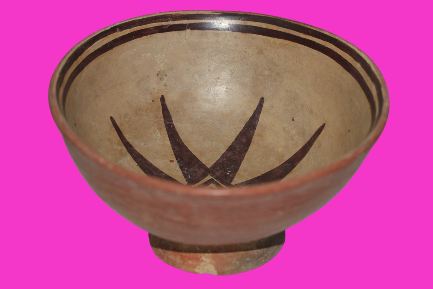Authentic Pre Columbian Artifact Pedestal Bowl Nazca Peru 500 to 800 AD COA J53