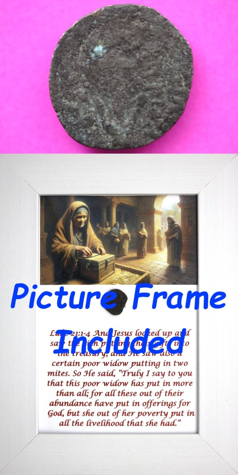 Widows Mite Coin Holy Land Artifact Free Display Frame Jesus Christ Lifetime 182