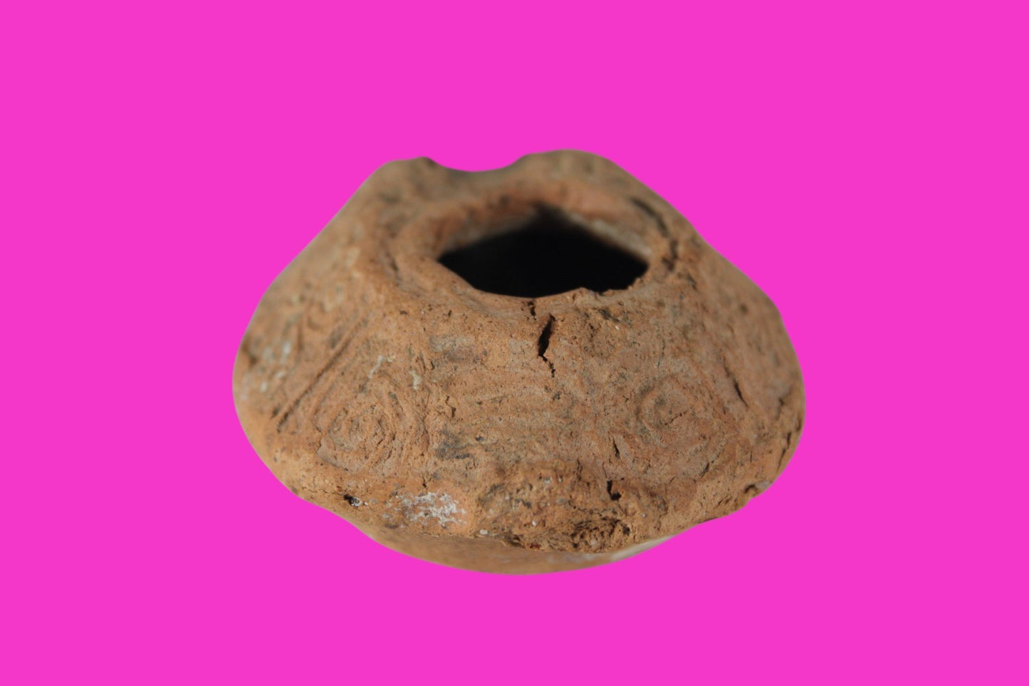 Ancient Holy Land Oil Lamp Artifact 2 Hidden Christian Crosses 300-600AD COA 135