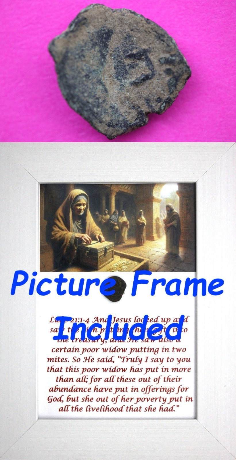 Widows Mite Coin Holy Land Artifact Free Display Frame Jesus Christ Lifetime 87