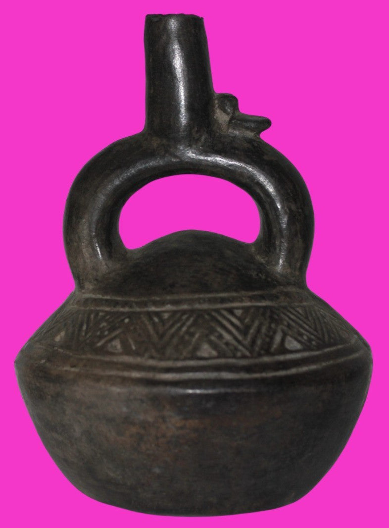 Pre Columbian Artifact Authentic Chimu Stirrup Vessel 900-1400 AD Peru COA 221