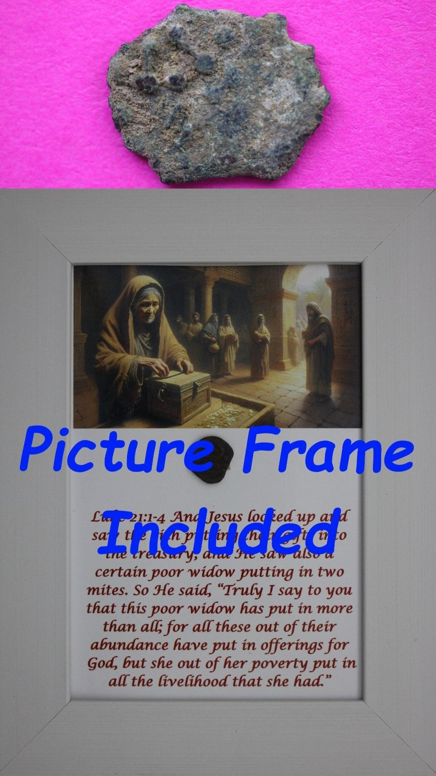 Widows Mite Coin Holy Land Artifact Free Display Frame Jesus Christ Lifetime 45