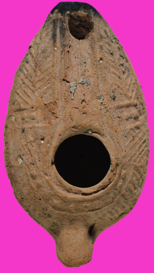 Oil Lamp Holy Land Ancient Artifact Jesus Christ Home Israel 300-600 AD COA 123