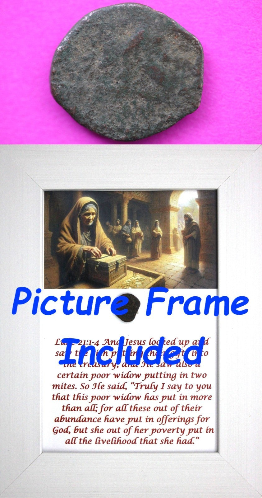 Widows Mite Coin Holy Land Artifact Free Display Frame Jesus Christ Lifetime 110