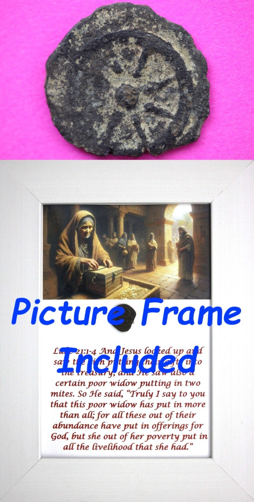 Widows Mite Coin Holy Land Artifact Free Display Frame Jesus Christ Lifetime 92