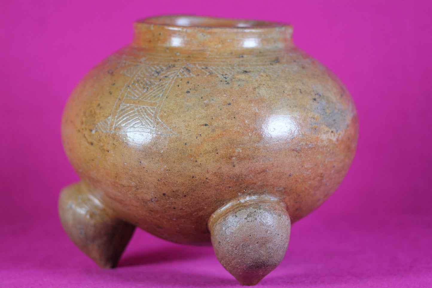 Pre Columbian Artifact Incised Tripod Bowl Nicoya 800-1200 AD Authentic COA J02