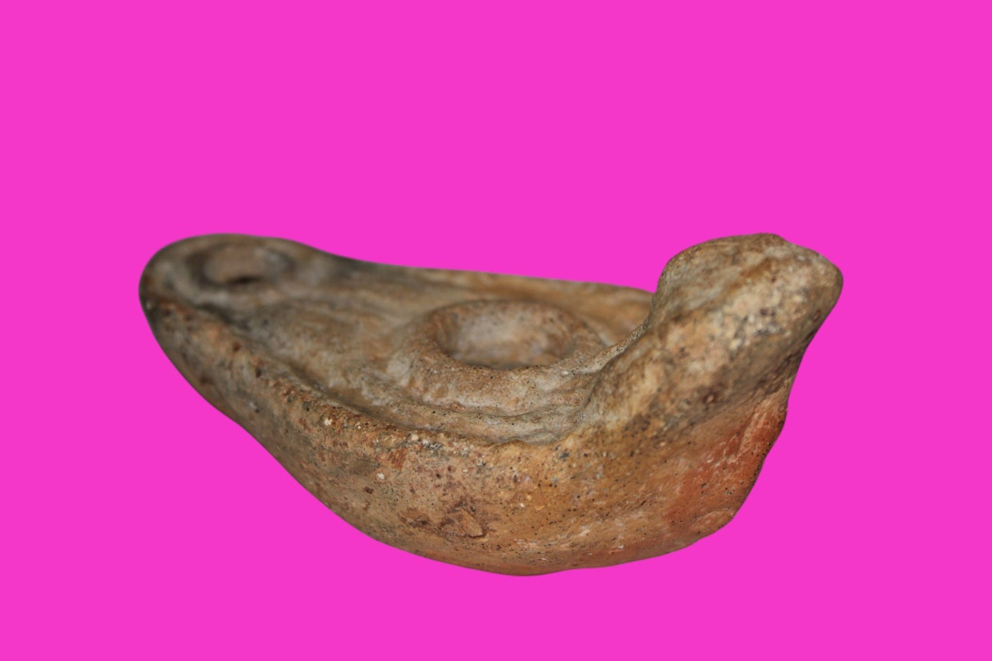 Oil Lamp Holy Land Ancient Artifact Jesus Christ Home Israel 100-400 AD COA J122