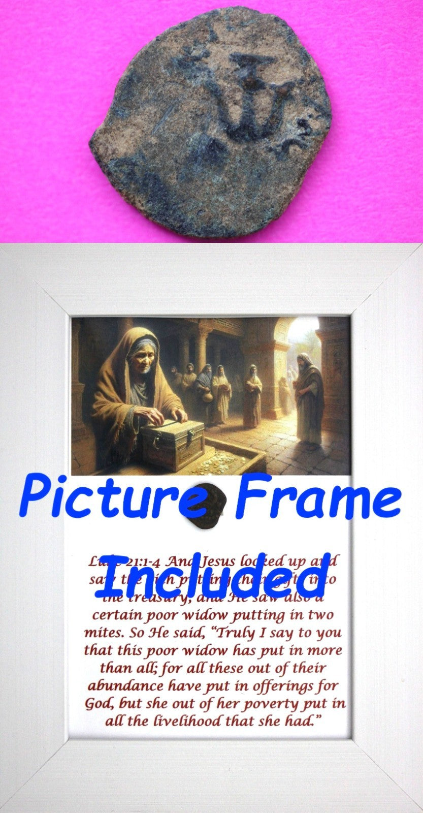 Widows Mite Coin Holy Land Artifact Free Display Frame Jesus Christ Lifetime 192