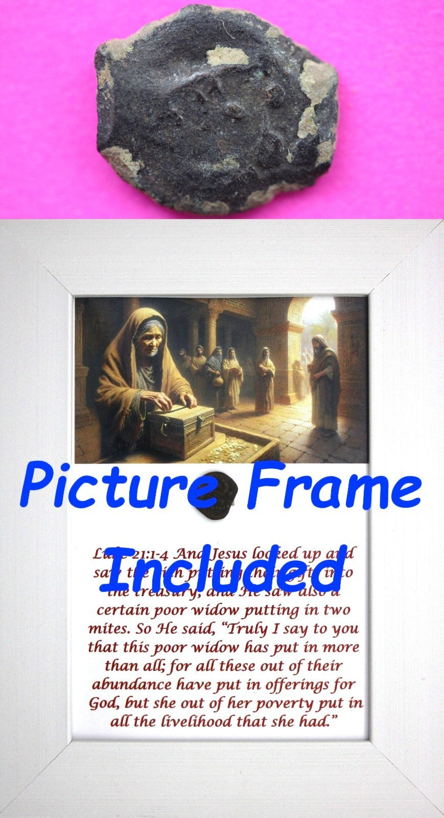 Widows Mite Coin Holy Land Artifact Free Display Frame Jesus Christ Lifetime 70
