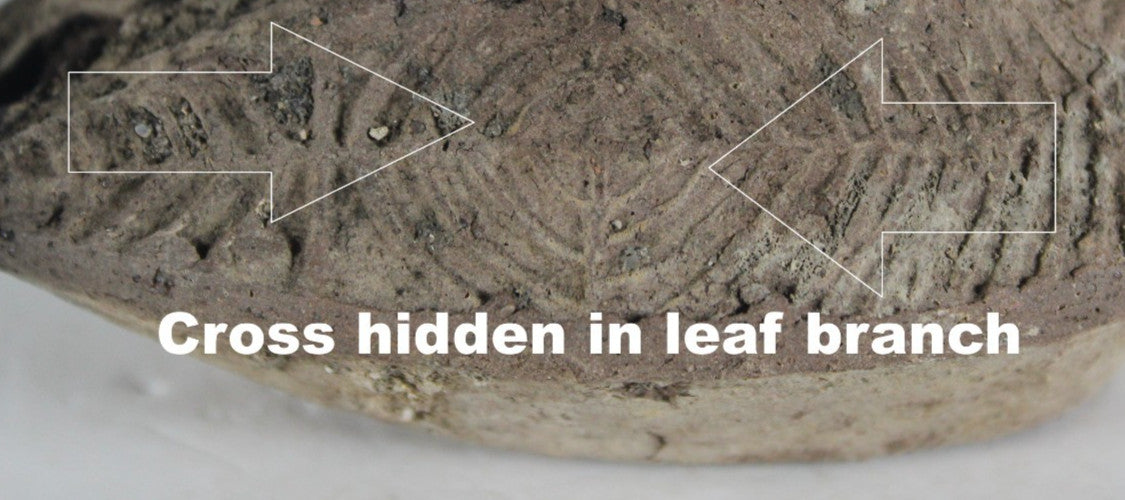 Ancient Holy Land Oil Lamp Artifact 2 Hidden Christian Crosses 300-600AD COA 111