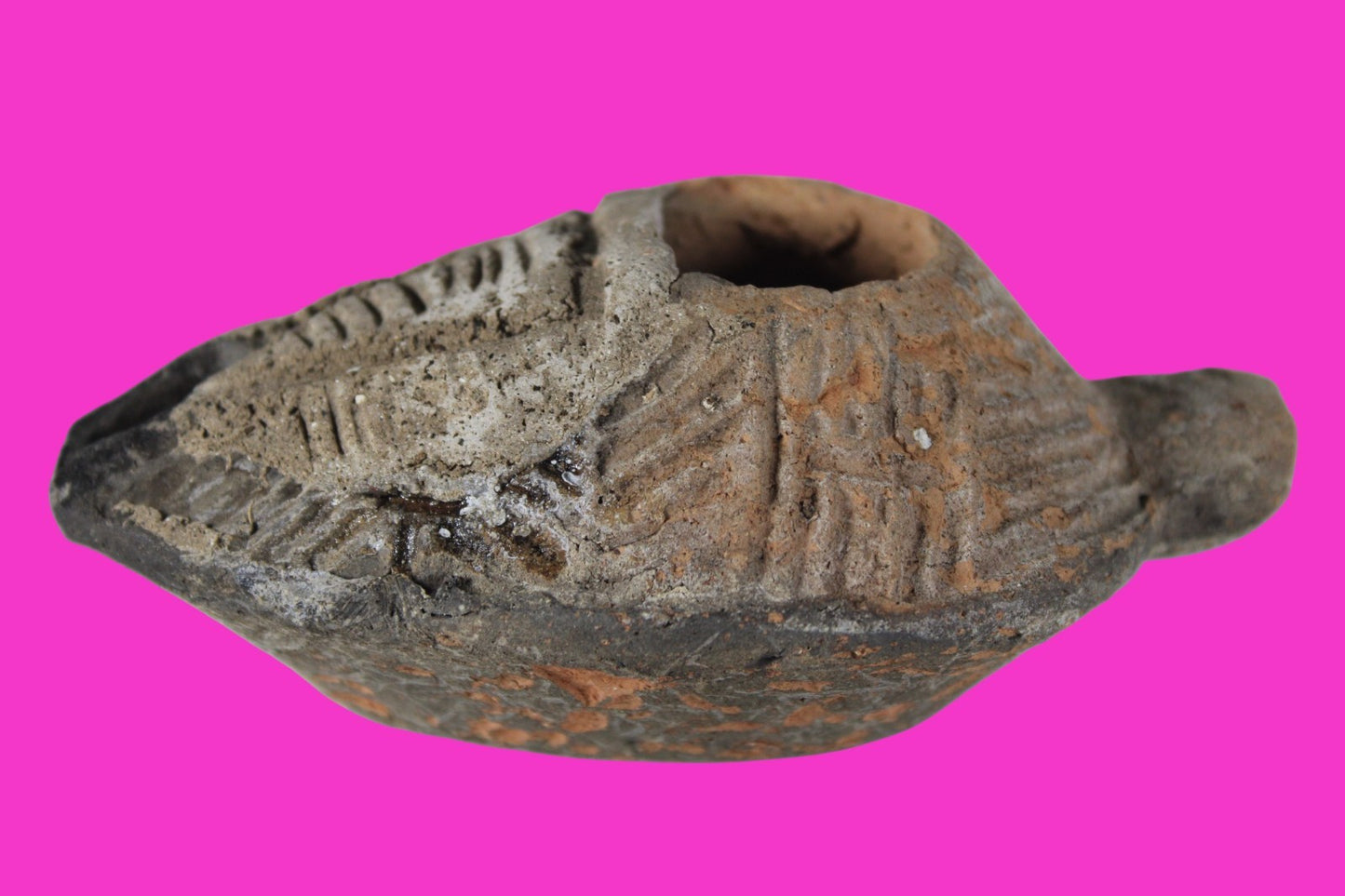 Oil Lamp Holy Land Ancient Artifact Jesus Christ Home Israel 300-600 AD COA 124