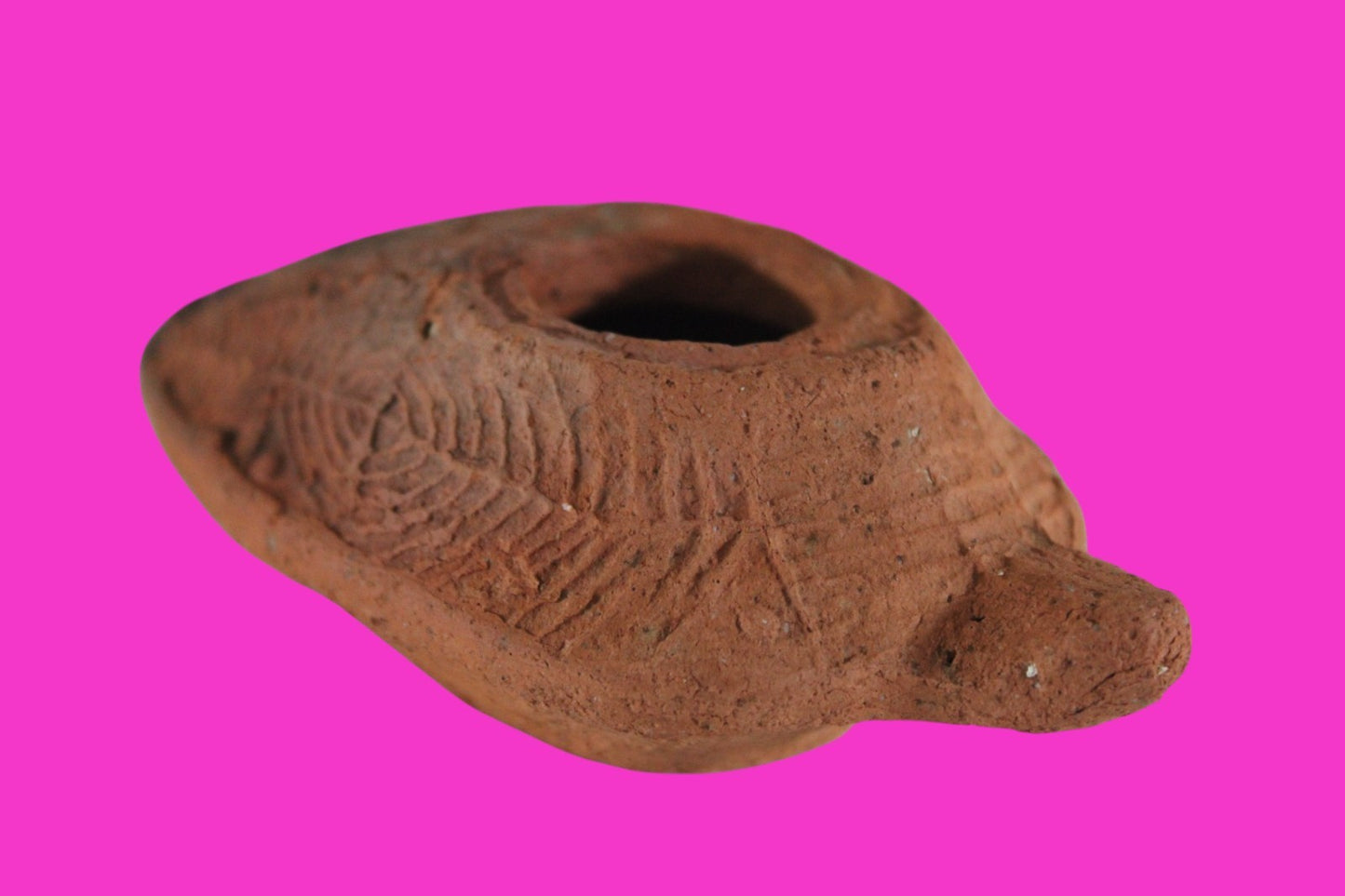 Ancient Holy Land Oil Lamp Artifact 2 Hidden Christian Crosses 300-600 AD COA 77