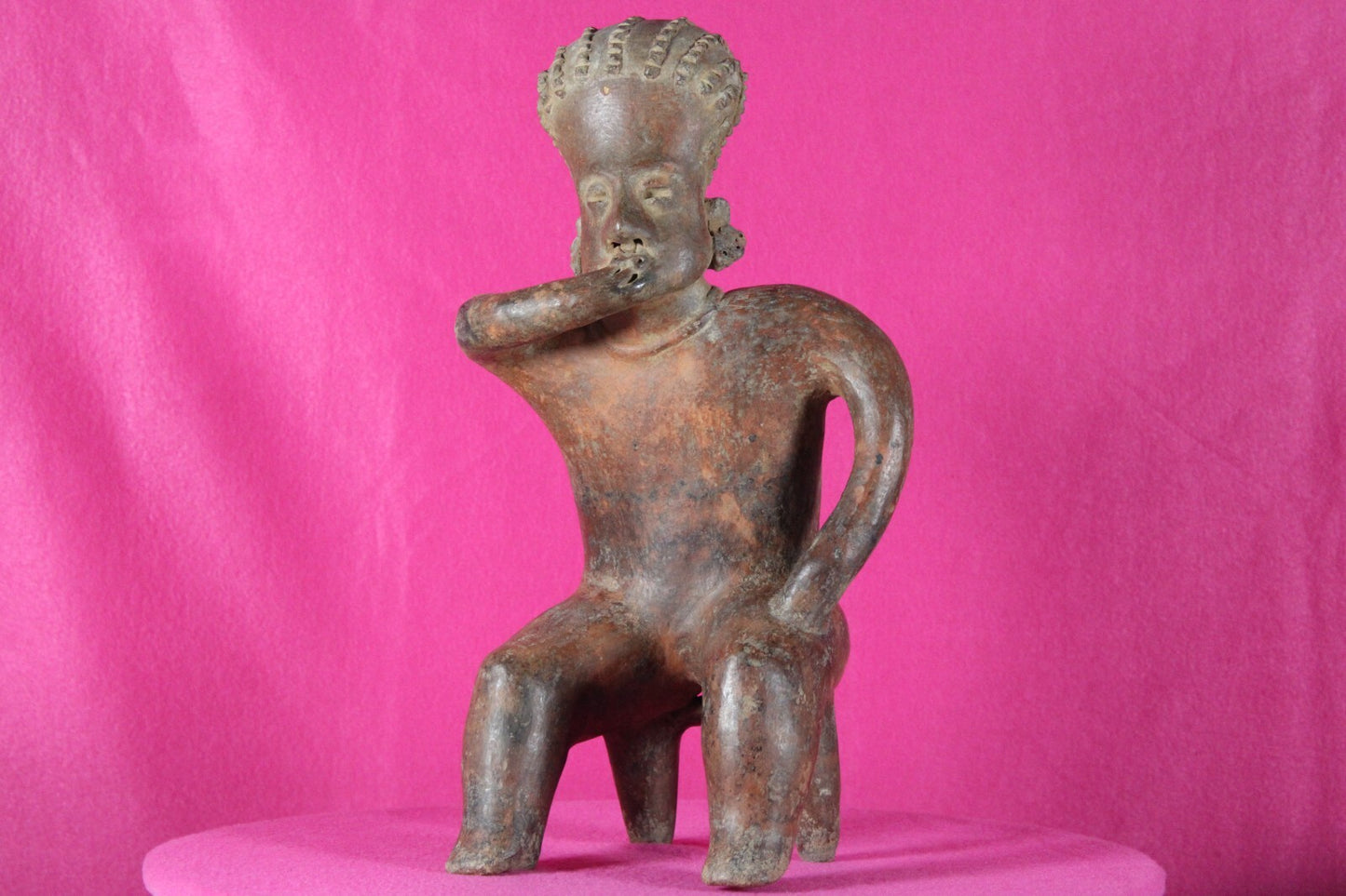 Authentic Pre Columbian Artifact Seated Man Nayarit Mexico Arte Primitivo T101