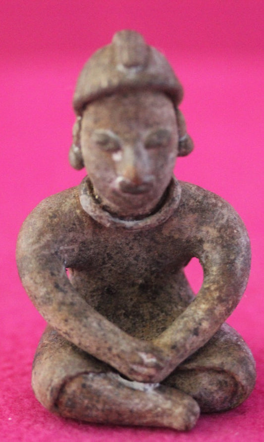 Authentic Pre Columbian Artifact Male Seated Tomb Figure Colima Mexico COA 193