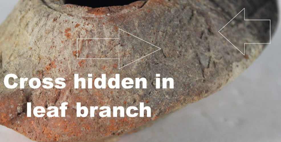 Ancient Holy Land Oil Lamp Artifact A Hidden Christian Cross 300-600AD COA 134