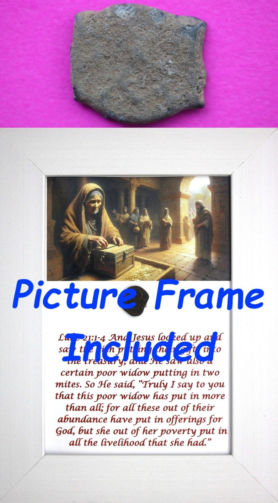 Widows Mite Coin Holy Land Artifact Free Display Frame Jesus Christ Lifetime 150