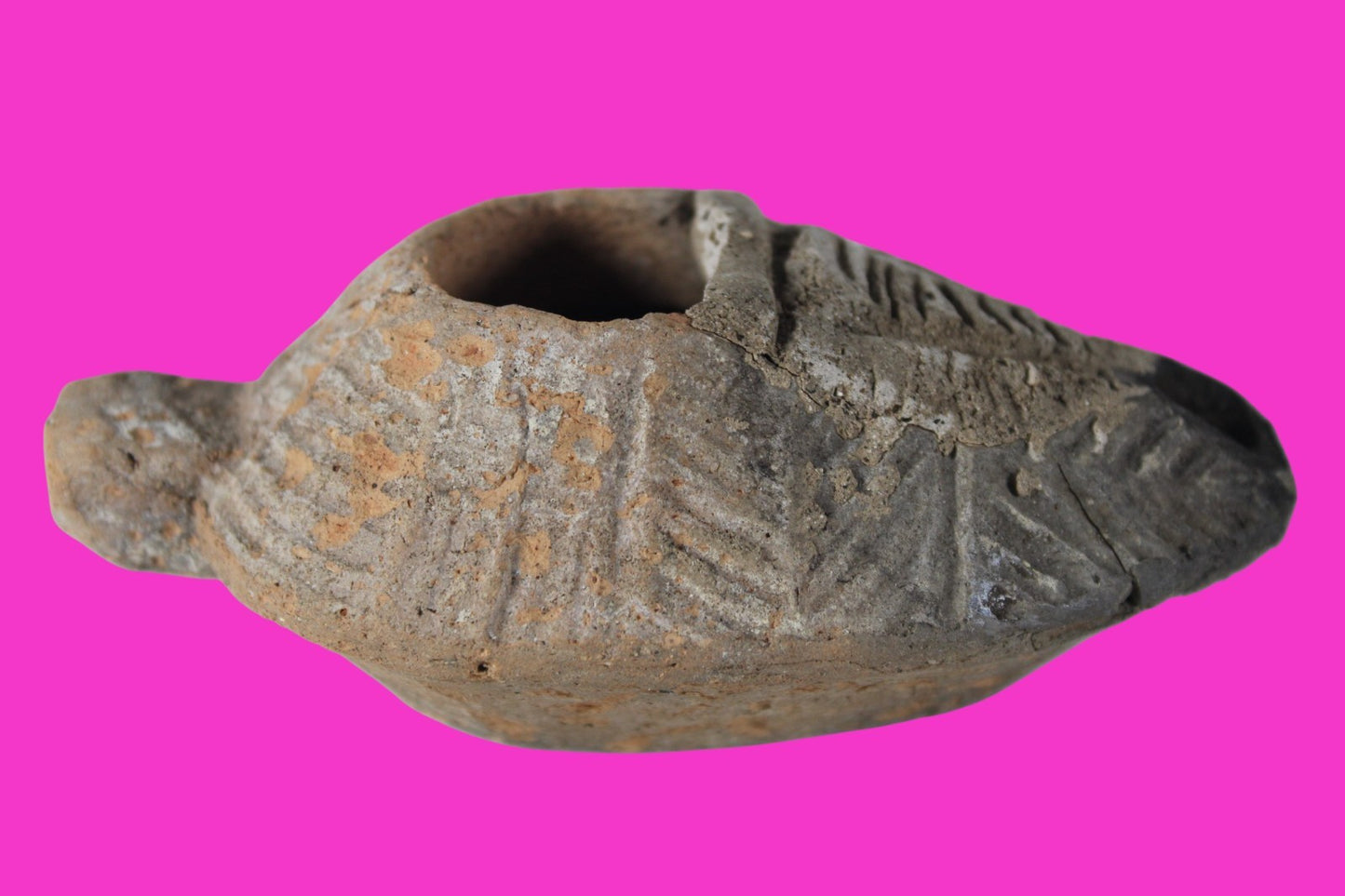 Oil Lamp Holy Land Ancient Artifact Jesus Christ Home Israel 300-600 AD COA 124