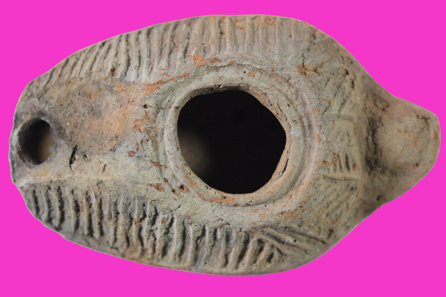 Oil Lamp Holy Land Ancient Artifact Jesus Christ Home Israel 300-600 AD COA 70