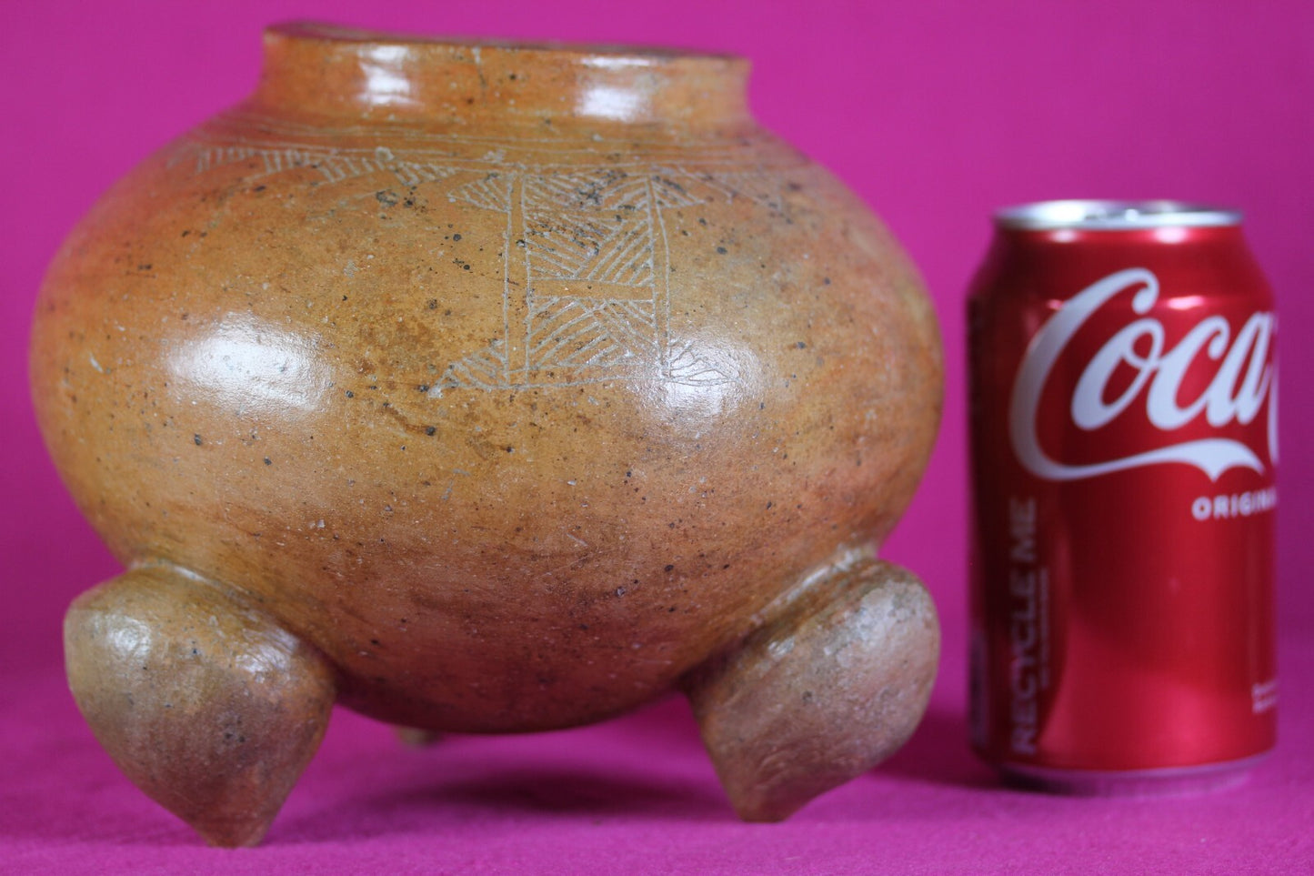 Pre Columbian Artifact Incised Tripod Bowl Nicoya 800-1200 AD Authentic COA J02