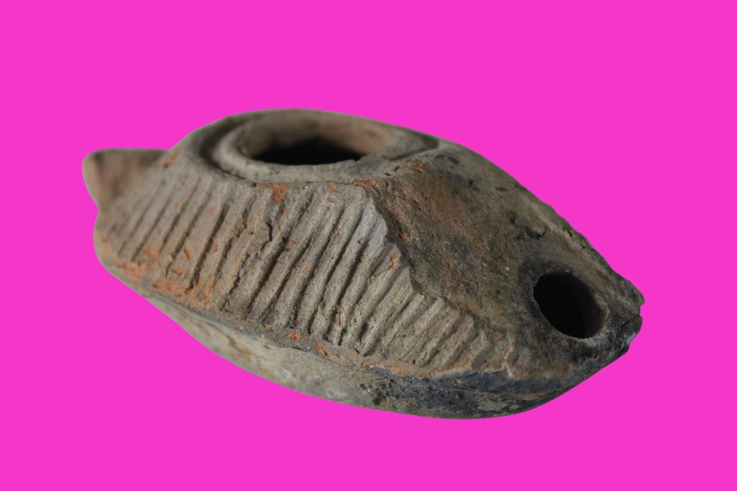 Oil Lamp Holy Land Ancient Artifact Jesus Christ Home Israel 300-600 AD COA 70