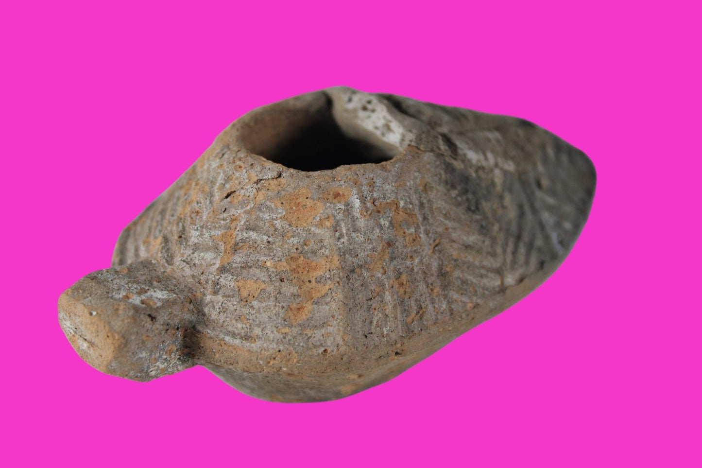 Oil Lamp Holy Land Ancient Artifact Jesus Christ Home Israel 300-600 AD COA 124