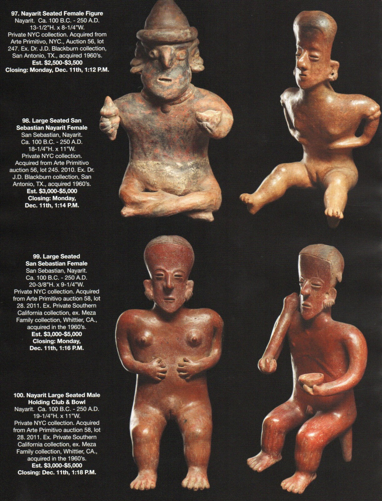 Pre Columbian Artifacts Price & Value Guide Arte Primitivo Auction Catalog 112