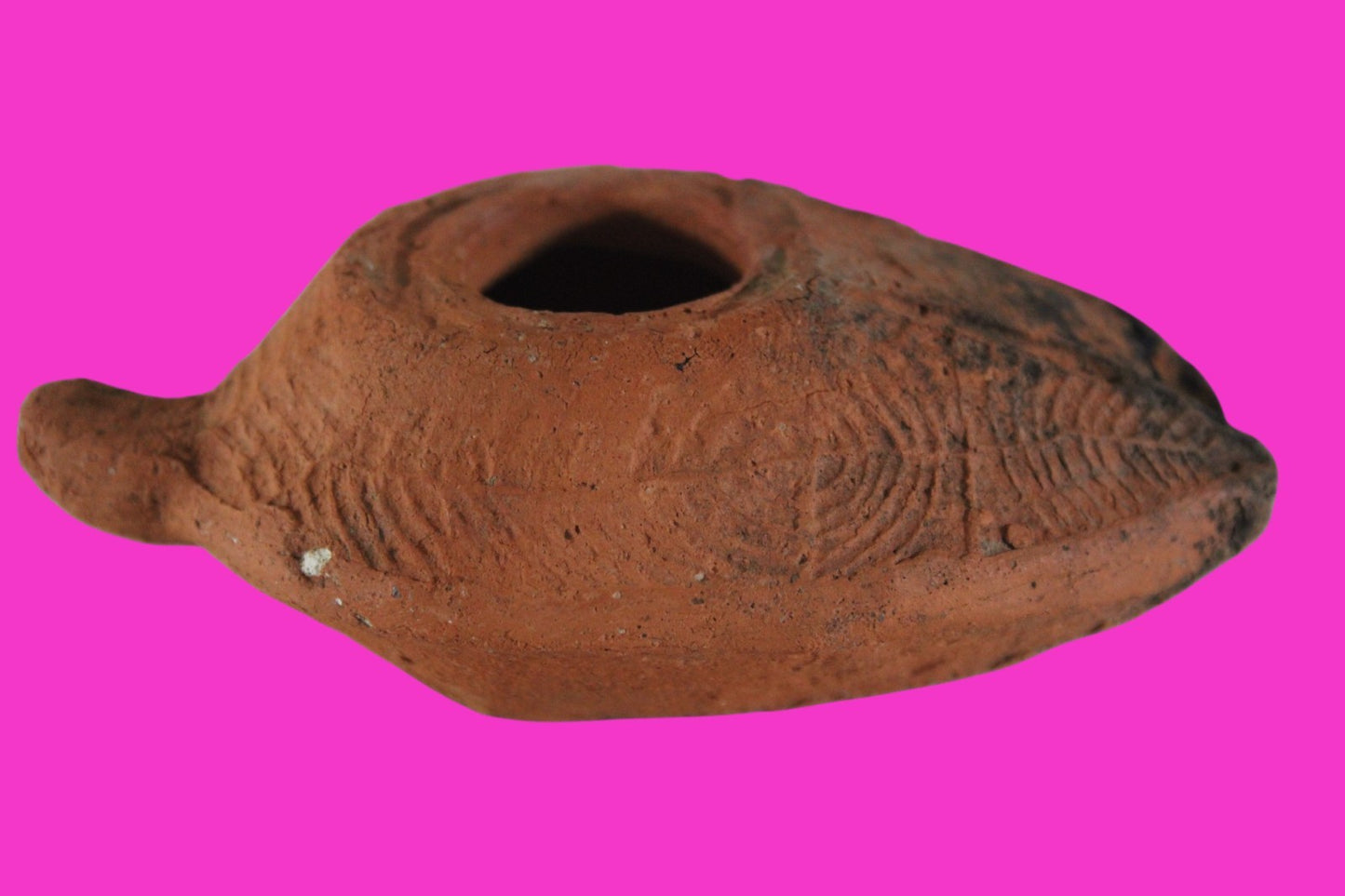 Ancient Holy Land Oil Lamp Artifact 2 Hidden Christian Crosses 300-600 AD COA 77