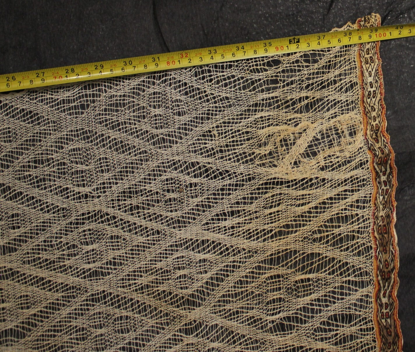 Pre Columbian Authentic Chancay Lace Textile Shroud Spooky Spirits COA