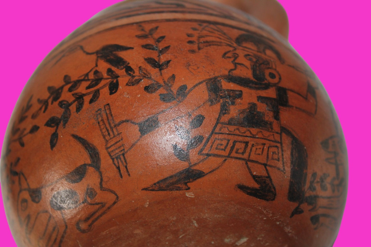 Pre Columbian Artifact Moche Fineline Hunting Scene Jar 500-800 AD Peru COA J145