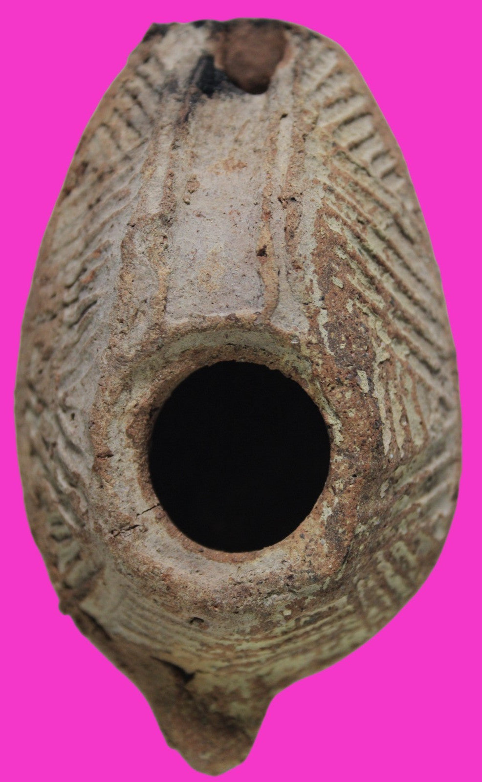 Oil Lamp Holy Land Ancient Artifact Jesus Christ Home Israel 300-600 AD COA 127