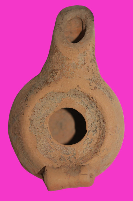 Oil Lamp Holy Land Ancient Artifact Jesus Christ Home Israel 100-400 AD COA J105