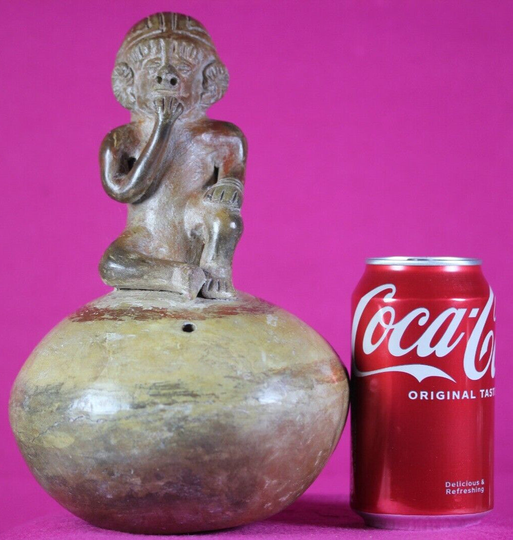 Authentic Pre Columbian Artifact Vicus Figure Jar Pottery 250 BC-600 AD COA J15