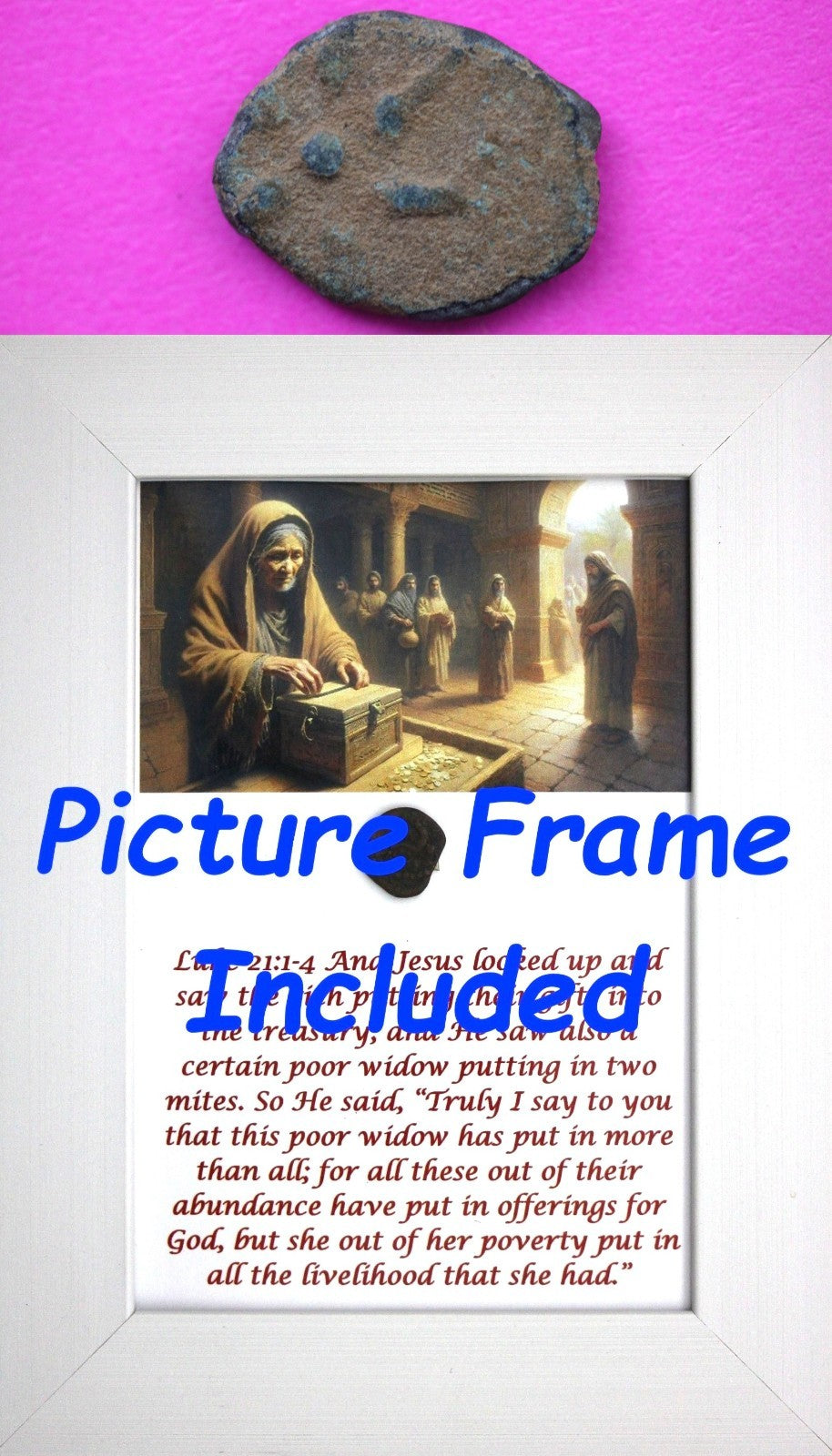 Widows Mite Coin Holy Land Artifact Free Display Frame Jesus Christ Lifetime 190