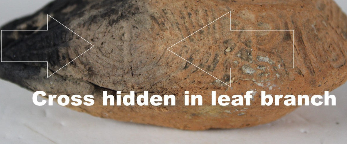 Ancient Holy Land Oil Lamp Artifact 2 Hidden Christian Crosses 300-600AD COA 135