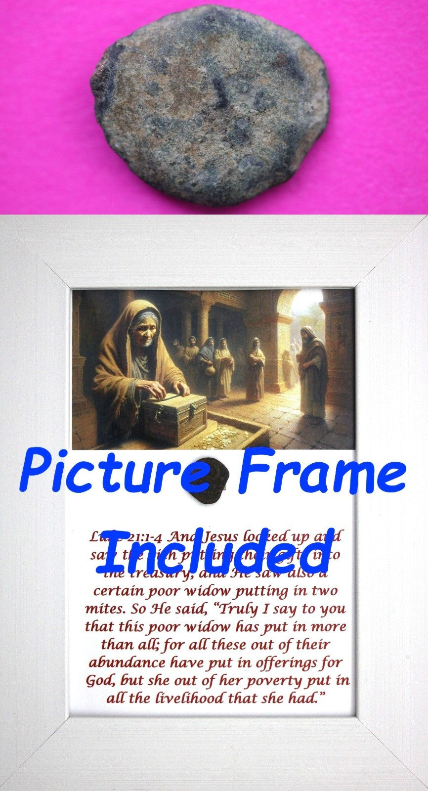 Widows Mite Coin Holy Land Artifact Free Display Frame Jesus Christ Lifetime 157